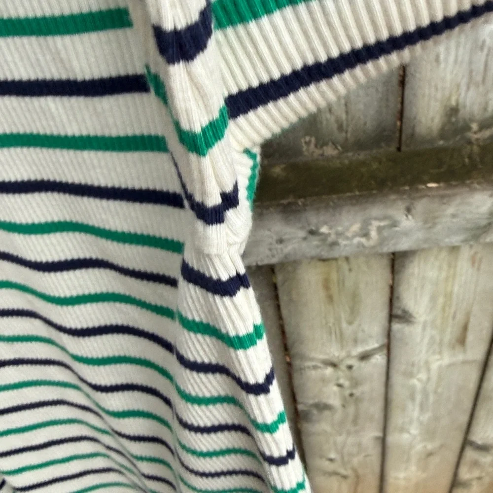 J. Crew Vintage Rib Turtleneck with Buttons BT676 Lisbon Stripe 16 XL